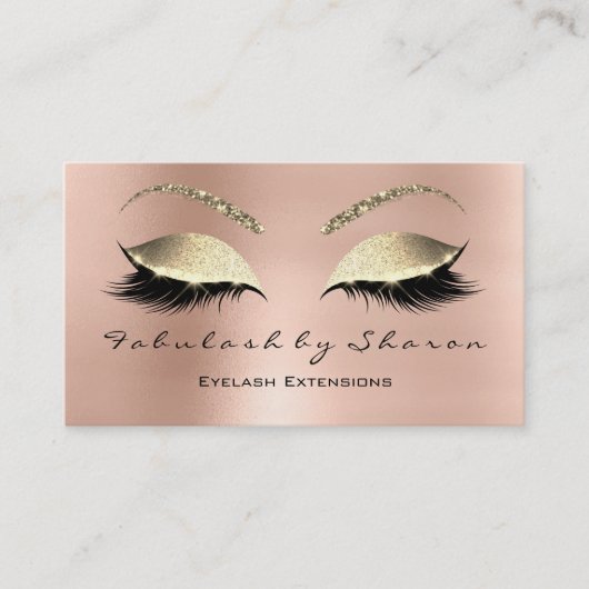 Makeup Eyebrow Lashes Glitter Diamond Pink Luxury Visitekaartje (Voorkant)