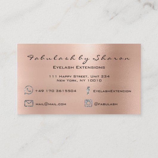 Makeup Eyebrow Lashes Glitter Diamond Pink Silver Visitekaartje (Achterkant)
