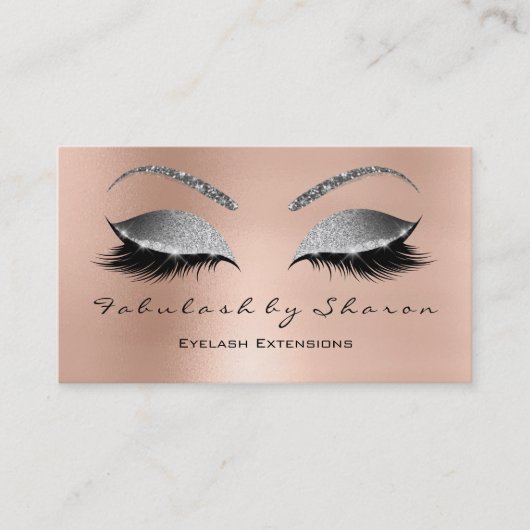 Makeup Eyebrow Lashes Glitter Diamond Pink Silver Visitekaartje (Voorkant)