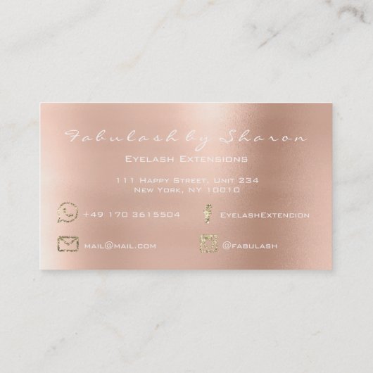 Makeup Eyebrow Lashes Glitter Diamond Pink White Visitekaartje (Achterkant)