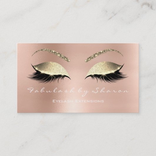 Makeup Eyebrow Lashes Glitter Diamond Pink White Visitekaartje (Voorkant)