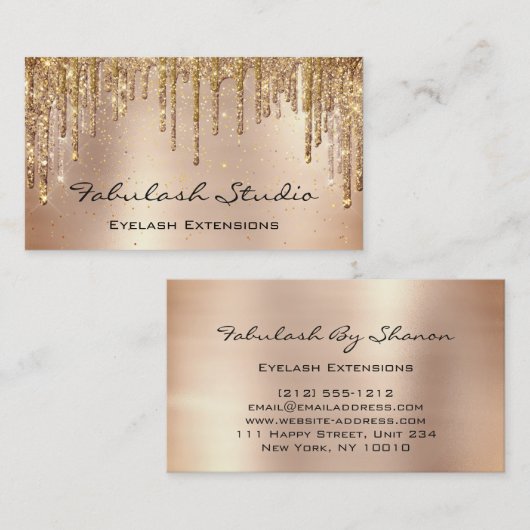 Makeup Eyebrow Lashes Glitter Drift Gold Spark Visitekaartje (Voorkant / Achterkant)