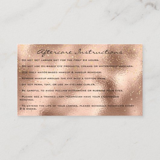Makeup Eyebrow Lashes Glitter Drip Aftercare Visitekaartje (Achterkant)