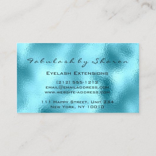 Makeup Eyebrow Lashes Glitter Drip Blue VIP Roos Visitekaartje (Achterkant)