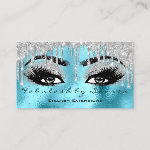 Makeup Eyebrow Lashes Glitter Drip Blue VIP Silver Visitekaartje