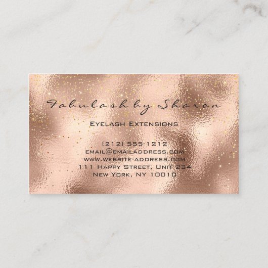 Makeup Eyebrow Lashes Glitter Drip Crystals Roos Visitekaartje (Achterkant)