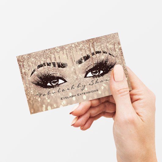Makeup Eyebrow Lashes Glitter Drip Gold ConfetRose Visitekaartje