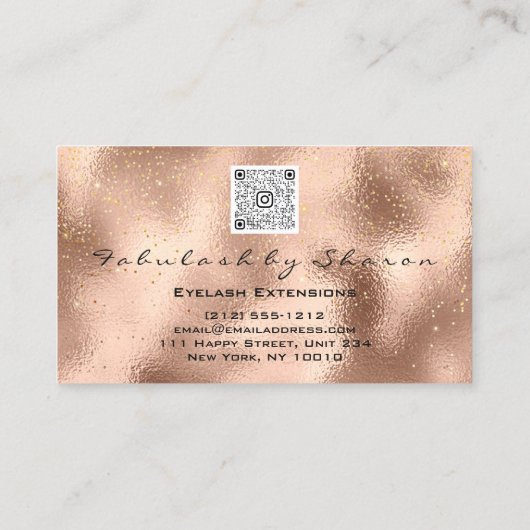 Makeup Eyebrow Lashes Glitter Drip Qr Code Visitekaartje (Achterkant)