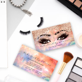 Makeup Eyebrow Lashes Glitter Drip Roos Holograaf Visitekaartje