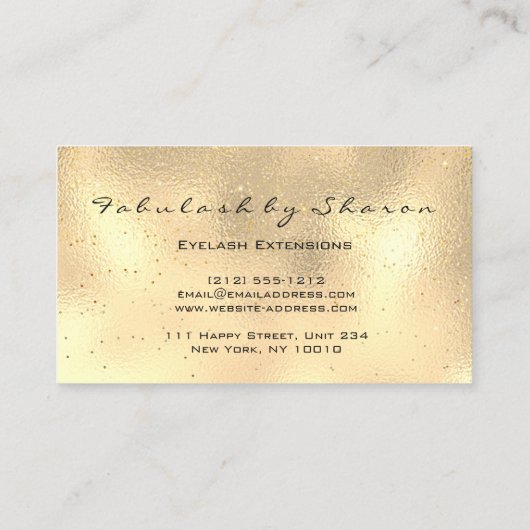 Makeup Eyebrow Lashes Glitter Drip Spark Faux Gold Visitekaartje (Achterkant)
