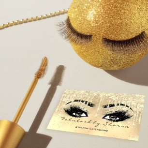 Makeup Eyebrow Lashes Glitter Drip Spark Faux Gold Visitekaartje