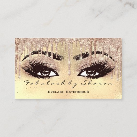Makeup Eyebrow Lashes Glitter Drip Spark Glam Gold Visitekaartje (Voorkant)