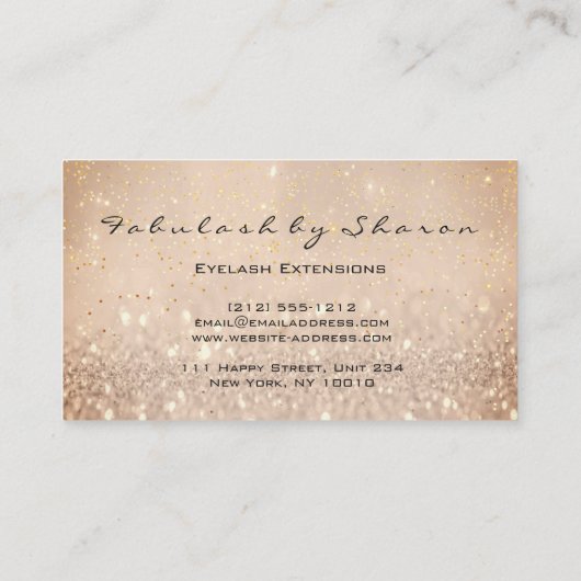 Makeup Eyebrow Lashes Glitter Drip Spark Glam Roos Visitekaartje (Achterkant)