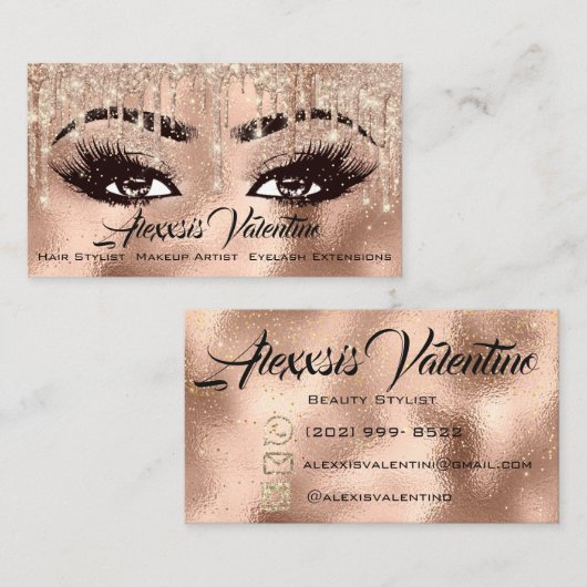 Makeup Eyebrow Lashes Glitter Drip Spark Social Visitekaartje (Voorkant / Achterkant)