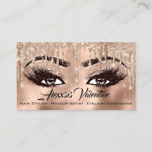 Makeup Eyebrow Lashes Glitter Drip Spark Social Visitekaartje (Voorkant)