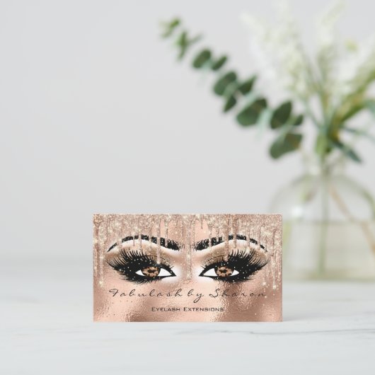 Makeup Eyebrow Lashes Glitter Drip Spark VIP Roos Visitekaartje (Staand voorkant)