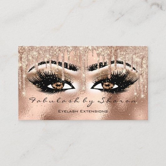 Makeup Eyebrow Lashes Glitter Drip Spark VIP Roos Visitekaartje (Voorkant)