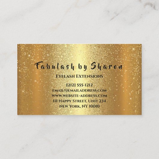 Makeup Eyebrow Lashes Glitter Drip VIP Gold Visitekaartje (Achterkant)