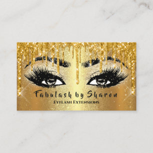 Makeup Eyebrow Lashes Glitter Drip VIP Gold Visitekaartje