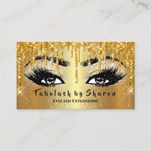 Makeup Eyebrow Lashes Glitter Drip VIP Gold Visitekaartje (Voorkant)