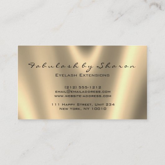 Makeup Eyebrow Lashes Glitter Faux Sepia Gold Lux Visitekaartje (Achterkant)