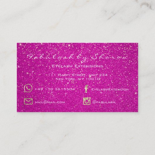 Makeup Eyebrow Lashes Glitter Gold Confetti Roze Visitekaartje (Achterkant)