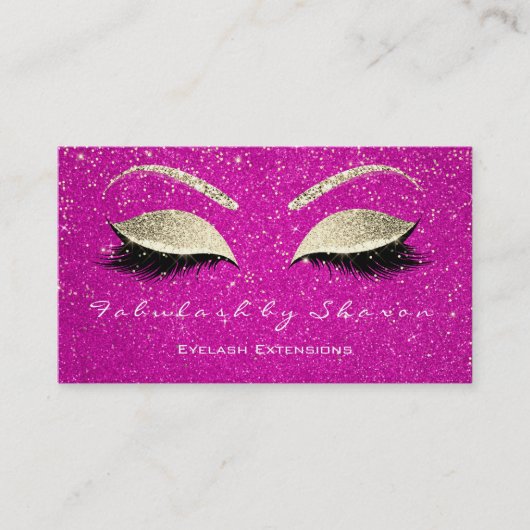 Makeup Eyebrow Lashes Glitter Gold Confetti Roze Visitekaartje (Voorkant)
