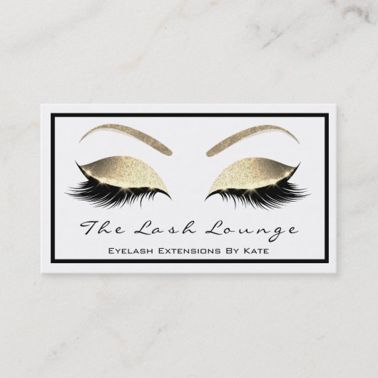 Makeup Eyebrow Lashes Glitter Gold White Black2 Visitekaartje (Voorkant)