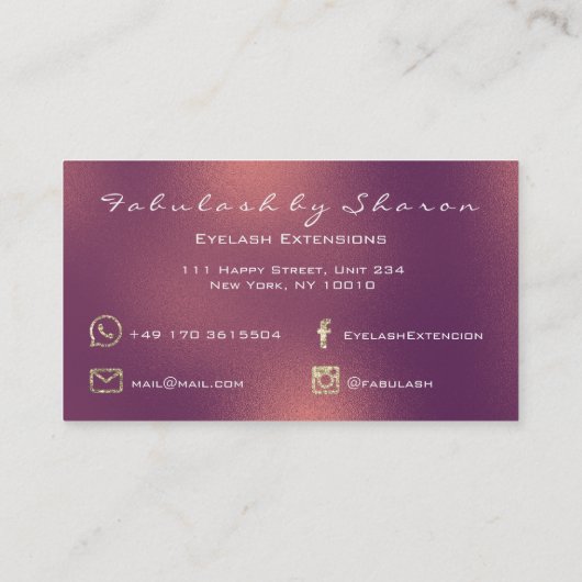 Makeup Eyebrow Lashes Glitter Green Copper Roos Visitekaartje (Achterkant)