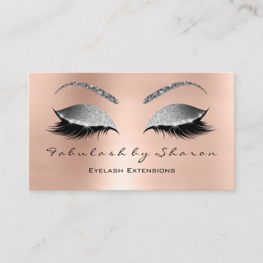 Makeup Eyebrow Lashes Glitter Pink Silver Grey Visitekaartje (Voorkant)