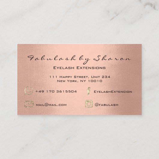 Makeup Eyebrow Lashes Glitter Roos Gold Blush Visitekaartje (Achterkant)