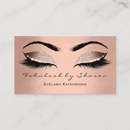 Makeup Eyebrow Lashes Glitter Roos Gold Blush Visitekaartje (Voorkant)