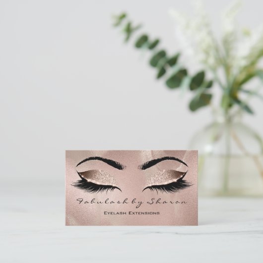 Makeup Eyebrow Lashes Glitter Roos Gold Luxury Visitekaartje (Staand voorkant)