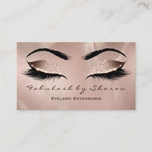 Makeup Eyebrow Lashes Glitter Roos Gold Luxury Visitekaartje (Voorkant)