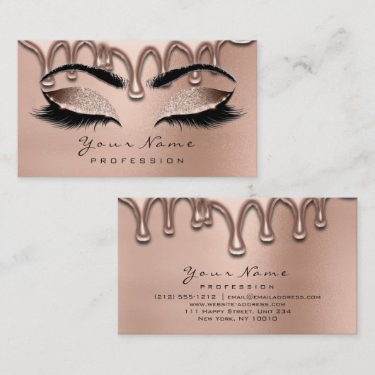 Makeup Eyebrow Lashes Glitter Roos Gold Waxing Visitekaartje (Voorkant / Achterkant)
