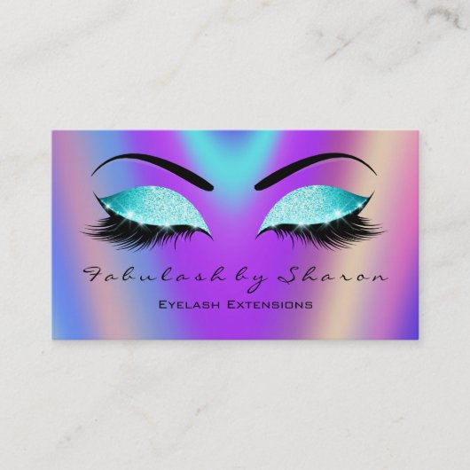 Makeup Eyebrow Lashes Glitter Skinny Blue Paars Visitekaartje (Voorkant)
