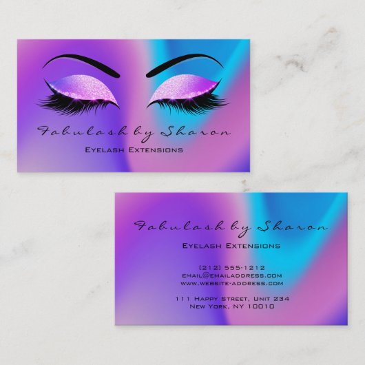 Makeup Eyebrow Lashes Glitter Skinny Miami Beach Visitekaartje (Voorkant / Achterkant)
