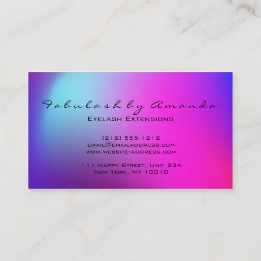 Makeup Eyebrow Lashes Glitter Vivid Blue Roze Visitekaartje (Achterkant)