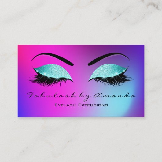 Makeup Eyebrow Lashes Glitter Vivid Blue Roze Visitekaartje (Voorkant)