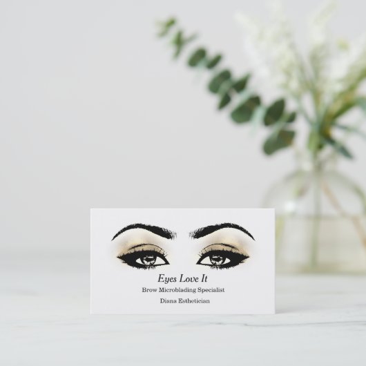 Makeup Eyebrow Lashes Gold White Beauty Visitekaartje (Staand voorkant)