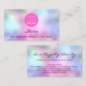 Makeup Eyebrow Logo Lash Holografisch Roze Visitekaartje (Voorkant / Achterkant)