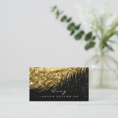 Makeup Eyebrow Name Lash Glitter Black Gold Confet Visitekaartje (Staand voorkant)