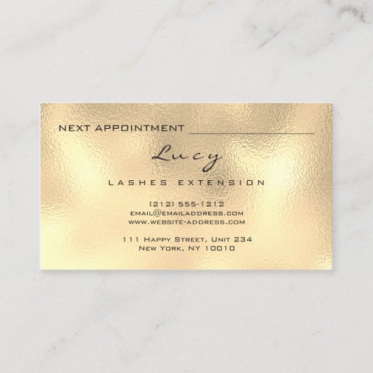 Makeup Eyebrow Name Lash Glitter Champaigne Gold Afsprakenkaartje (Achterkant)