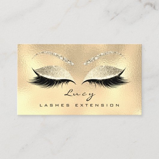 Makeup Eyebrow Name Lash Glitter Champaigne Gold Afsprakenkaartje (Voorkant)
