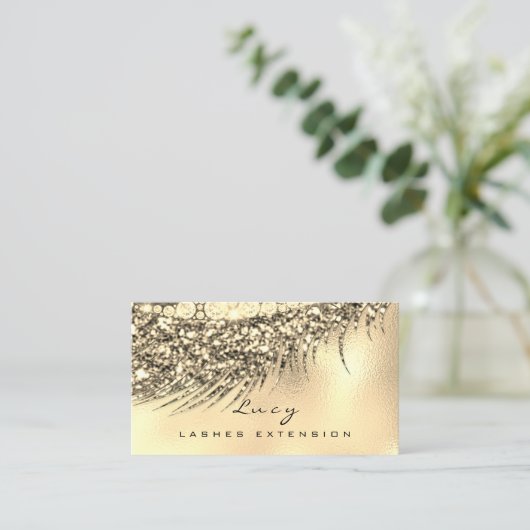 Makeup Eyebrow Name Lash Glitter Glam Gold Afsprakenkaartje (Staand voorkant)