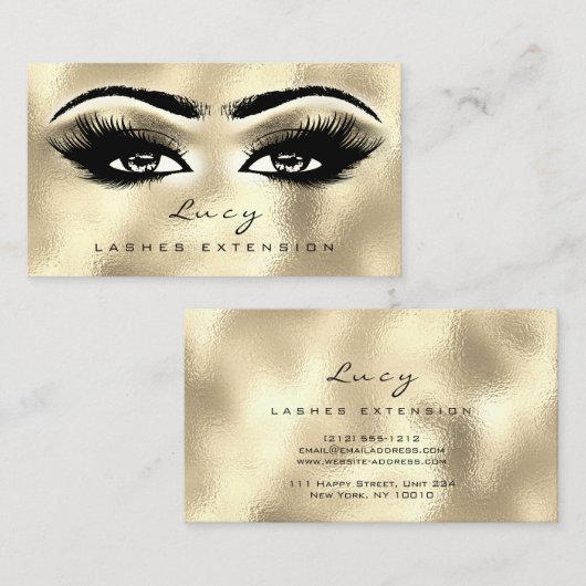 Makeup Eyebrow Name Lash Glitter Golden Eyes Visitekaartje (Voorkant / Achterkant)