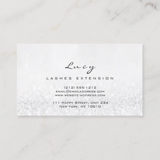 Makeup Eyebrow Name Lash Glitter Gray Silver Grey Visitekaartje (Achterkant)