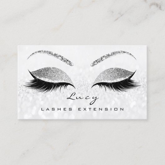 Makeup Eyebrow Name Lash Glitter Gray Silver Grey Visitekaartje (Voorkant)