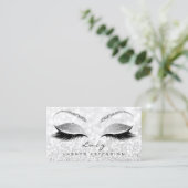 Makeup Eyebrow Name Lash Glitter Gray Silver Lucy Visitekaartje (Staand voorkant)