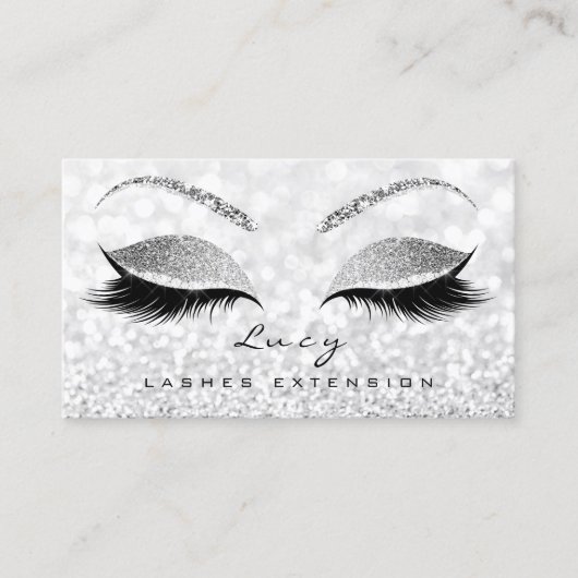 Makeup Eyebrow Name Lash Glitter Gray Silver Lucy Visitekaartje (Voorkant)